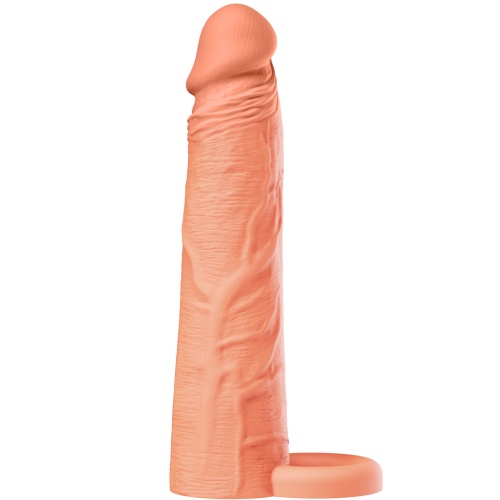 Dorinta Ascunsa Infern Prelungitor pentru Penis cu Inel de Prindere din Silicon Lichid 20 cm Culoare Deschisa