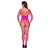 Cottelli Fantezie Catsuit din Plasa Roz cu Ochiuri Mari Brodat cu Strasuri Stralucitoare Small-Large