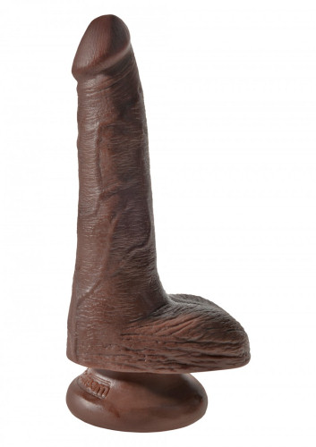 King Cock Penis cu Testicule 15 cm - culoare Maro